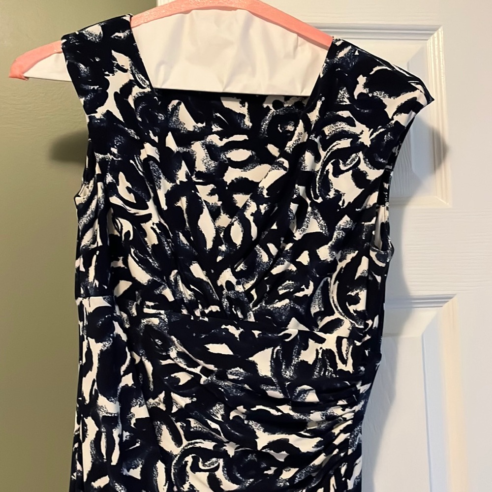 Pretty blue and cream color dress for spring I wore it to a wedding